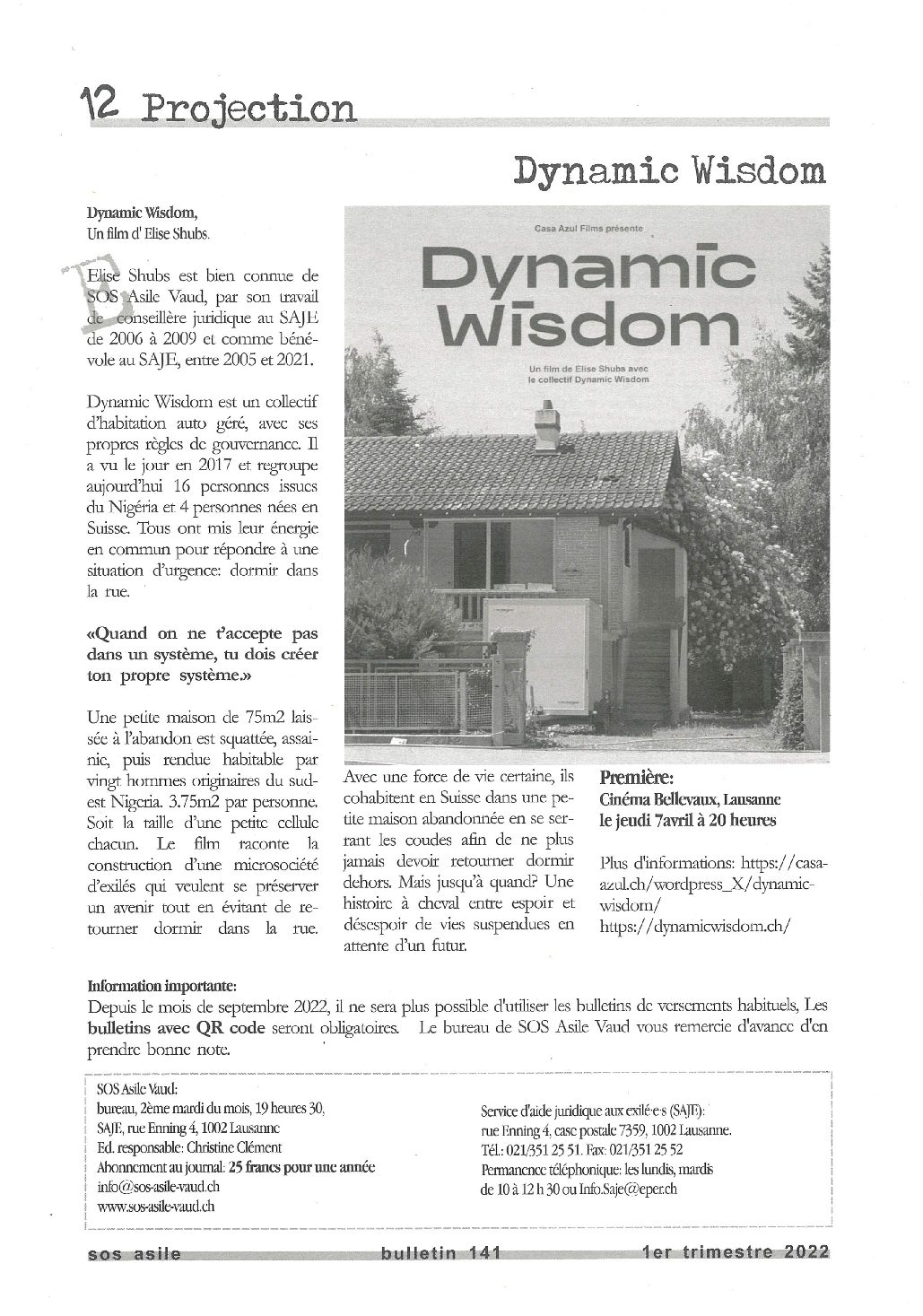 SOS ASILE  » Dynamic Wisdom » (04.22)